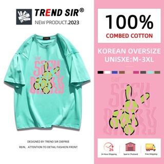 ⚡พร้อมส่ง⚡️เสื้อยืด oversize cotton 100 เสื้อยืดคอกลม ทรงหลวม สตรีท เสื้อยืดทรงหลวมสไตล์เกาหลี ฮิปฮอป เสื้อวินเทจ มี9สี M-3XL