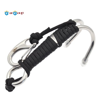 KEEP DIVING Scuba Diving Double Dual Stainless Steel Reef Drift Hook with Line and Clips Hook for Current Dive Underwater,Black