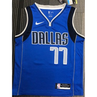 【hot Pressed】nba Dallas Mavericks 77# เสื้อกีฬาบาสเก็ตบอล คอวี ลาย Doncic สีฟ้า