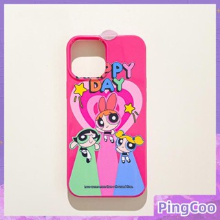 PingCoo - Candy Case For iPhone 14 13 12 11 Plus Pro Max XR TPU Soft Glossy Pink Case Cute Cartoon Girl Camera Protection Shockproof Back Cover