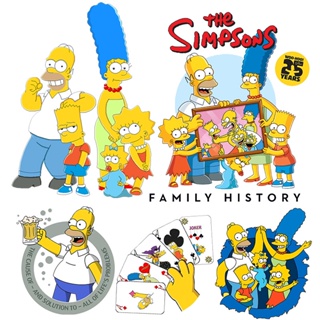 แผ่นสติกเกอร์ไวนิล พิมพ์ลาย The Simpson ล้างทําความสะอาดได้ สําหรับติดตกแต่งเสื้อผ้า DIY