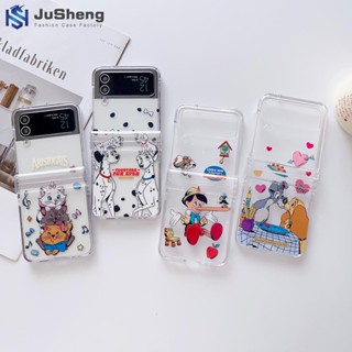 Jusheng เคสโทรศัพท์มือถือ ลายสุนัข แมว แมรี่ แมรี่ ปิโนชิโอ้ แฟชั่น พร้อมสายโซ่คล้อง สําหรับ Samsung Z Flip4 Z Flip3