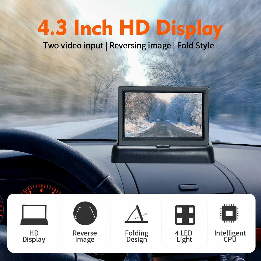 หน้าจอมอนิเตอร์ติดรถยนต์ 4.3 นิ้ว แบบพับได้ สําหรับกล้องมองหลัง TFT LCD Display HD Digital Color Display thumbnail 8