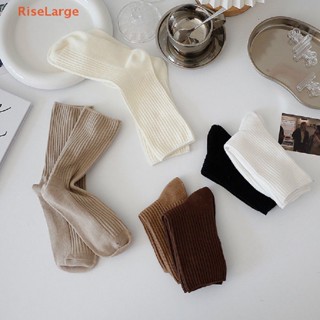 [RiseLarge] ใหม่ ถุงเท้าลําลอง ผ้าฝ้าย ทรงหลวม ระบายอากาศ สีพื้น สไตล์ญี่ปุ่น แฟชั่นเรโทร สําหรับผู้หญิง 1 คู่