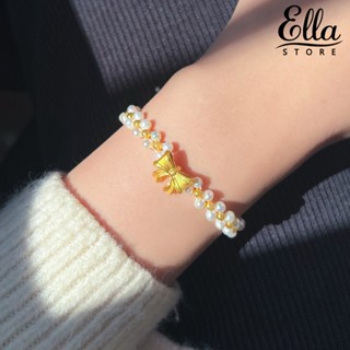 Ellastore123 สร้อยข้อมือ ประดับลูกปัดไข่มุกเทียม ปรับได้ แฮนด์เมด อุปกรณ์เสริม