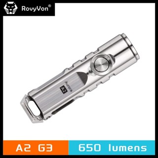 Rovyvon A2-G3 650 Lumens พวงกุญแจไฟฉาย EDC แบบชาร์จไฟได้ พร้อมปุ่มโลหะขนาดใหญ่ คลิปแม่เหล็ก และฐานหาง สําหรับพกพาทุกวัน