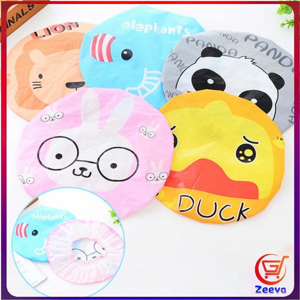 Zeeva หมวกคลุมผมอาบน้ำ กันน้ำ ลายการ์ตูนน่ารัก   Shower Cap Kids - รูปที่ 4