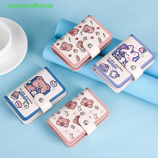 Newsandlichao กระเป๋าใส่นามบัตร บัตรเครดิต หนังสือเดินทาง หนัง PU ลายการ์ตูนน่ารัก สําหรับผู้หญิง