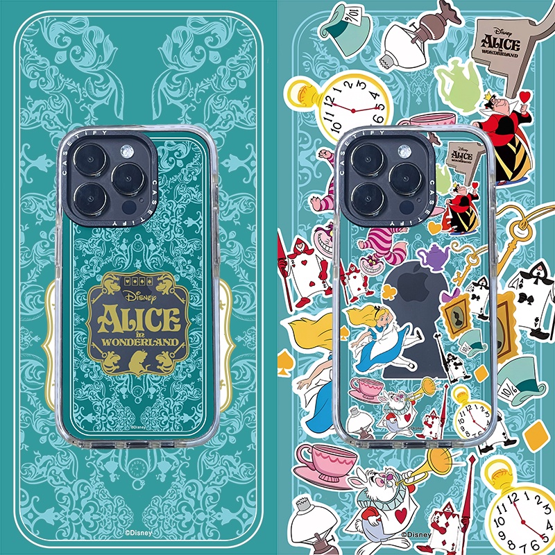 Casetify X Alice in Wonderland Stickermania เคสโทรศัพท์มือถืออะคริลิค TPU ใส แบบแข็ง ปิดด้านหลัง ลาย