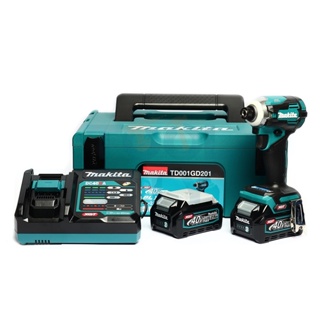 MAKITA สว่านไขควงกระแทกไร้สาย 40 โวลต์ รุ่น TD001GD201 แรงบิด 220 นิวตันเมตร รวมแบตเตอรี่และแท่นชาร์จ (มากีต้า)