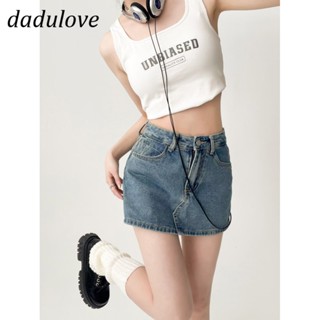 DaDulove💕 New Korean Version of High Waist WOMENS Cowboy Skirt Niche Light-colored Skirt Large Size Skirt A- line Skirt