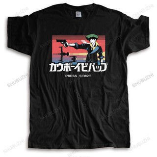 [S-5XL] เสื้อยืดแขนสั้น ผ้าฝ้าย พิมพ์ลายการ์ตูนมังงะ Pixel Cowboy Bebop สไตล์คลาสสิก เรโทร สําหรับผู้ชาย