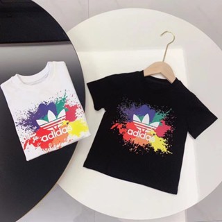 พร้อมส่ง เสื้อยืดแขนสั้น คอกลม ผ้าฝ้าย ลายพราง แฟชั่นสําหรับเด็กผู้ชาย และเด็กผู้หญิง