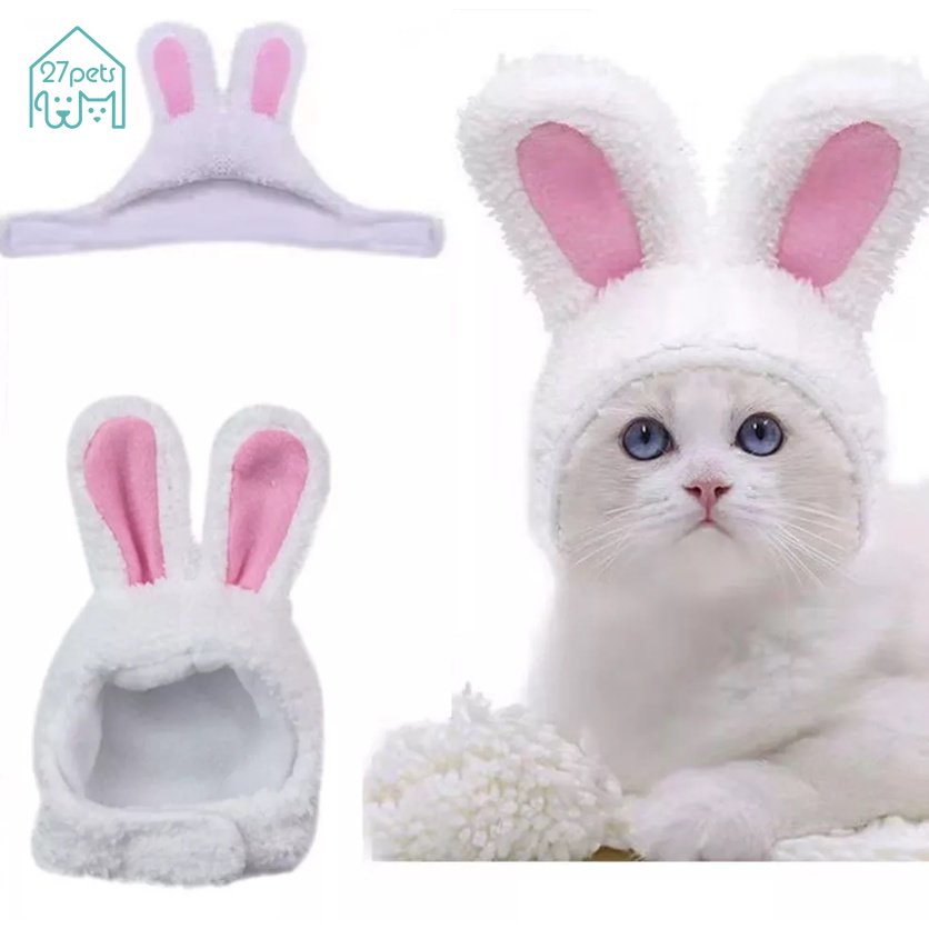 「27Pets」หมวกหูกระต่ายน่ารัก ให้ความอบอุ่น พร็อพสําหรับสัตว์เลี้ยง คริสต์มาส