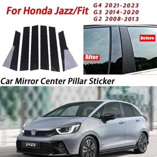 สติกเกอร์ฟิล์มติดเสากระจกรถยนต์ สีดําเงา สําหรับ Honda Jazz GE GE GK GR G4 2008-2023