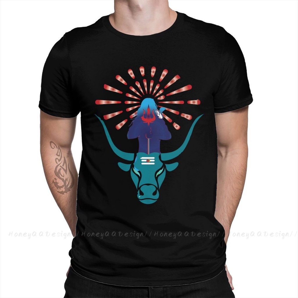[S-5XL]เสื้อยืดแขนสั้น ผ้าฝ้ายแท้ พิมพ์ลาย Shiva Hindu God India Lingam สําหรับผู้ชาย