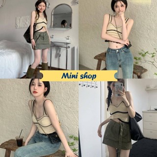 Mini shop🌸พร้อมส่ง🌸 (7995) เสื้อกล้ามถักไหมพรม เบาสบายใส่ง่ายน่ารักมินิมอล