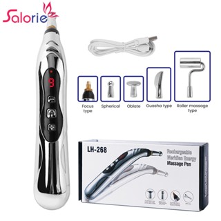 Salorie USB Acupuncture Pen 3/5 Heads Electric Pulse Muscle Stimulator Meridian Energy Body Massage Pen