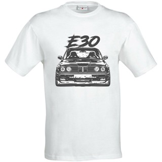 เสื้อยืดคอกลมแขนสั้นสีขาวสําหรับผู้ชาย bmw e30 minimalistic
