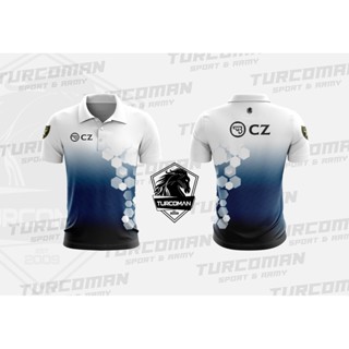 เสื้อยืดโปโล แขนสั้น พิมพ์ลายเงา cz พรีเมี่ยม trc02