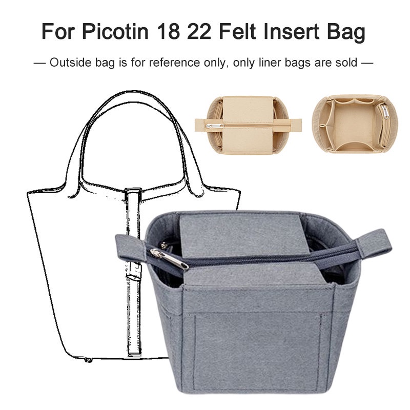 กระเป๋าถือ กระเป๋าเครื่องสําอาง ผ้าสักหลาด เหมาะกับการเดินทาง สําหรับ H Picotin 18 22