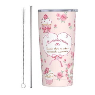 Sanrio Marron Cream แก้วกาแฟ พร้อมหลอดดูด 20 ออนซ์ PS ด้านใน 304 ด้านนอก 201