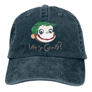 หมวกเบสบอล ผ้ายีน ลาย Why So Curious Dark Knight Joker Curious George Xs สามารถปรับได้ แฟชั่นฤดูร้อน สไตล์ฮาราจูกุ