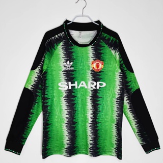 เสื้อกีฬาแขนยาว ลายทีมชาติฟุตบอล Manchester United Goalkeeper 1990 91 สไตล์วินเทจ แห้งเร็ว สําหรับผู้ชาย ไซซ์ S - XXL