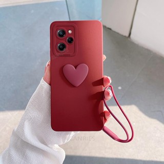 เคสโทรศัพท์มือถือซิลิโคน ลายหัวใจน่ารัก 3D พร้อมสายคล้องมือ สําหรับ Xiaomi POCO F5 X5 Pro 4G 5G 13 Pro Redmi Note 12 Pro Plus 4G 5G