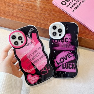 Soft Casing Redmi 9T Note 7 6 5 Pro 4 4X Plus S2 Waves Edge Pink Heart Black style love and luck girlfriends to use Cute Oval Lens Fine Hole Airbag Shockproof Soft Phone Case BW 44