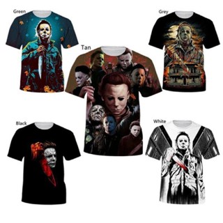 เสื้อยืดลําลอง แขนสั้น คอกลม พิมพ์ลาย Michael Myers 3 มิติ แฟชั่นสําหรับผู้ชาย และผู้หญิง 2023