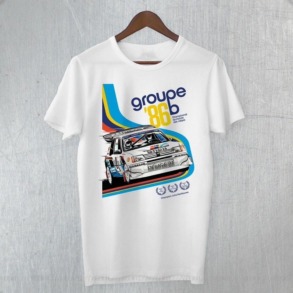 T-shirt # Harajuku Style 1 Cotton Printed PEUGEOT Sport 205 Mi GTI Rally WRC Group B Yuha Kankkunen 1986 For_03