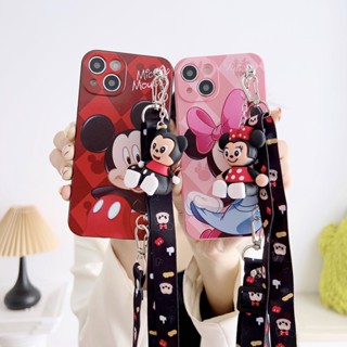 เคสโทรศัพท์มือถือ แบบนิ่ม ลายการ์ตูนมิกกี้ มินนี่ มีสายคล้องคอ และตุ๊กตา สําหรับ OPPO A52 A72 A92 A53 2020 A93 4G A15 A15S A94 4G A79 A83 A1K A9 2020 A5 2020 A31 2020 A91