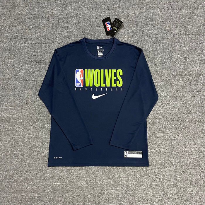 เสื้อกีฬาบาสเก็ตบอลแขนยาว แบบแห้งเร็ว ลายหมาป่า Lakers Nets Warriors