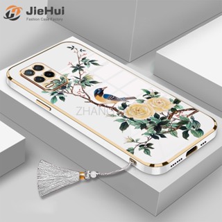 Jiehui เคสโทรศัพท์มือถือ ลายการ์ตูนดอกไม้ และนก พร้อมสายคล้อง สําหรับ iPhone 12 Pro Max 12 Pro 12 12 mini 11 Pro Max 11 Pro 11