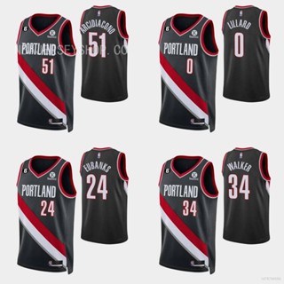 เสื้อกีฬาบาสเก็ตบอล NBA HQ1 22-23 Arcidacono Eubanks Walker Lillard สีดํา พลัสไซซ์ สําหรับผู้ชาย ผู้หญิง QH1