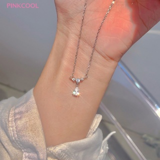 Pinkcool ใหม่ สร้อยคอโซ่ จี้คริสตัล เพทาย รูปหยดน้ํา เครื่องประดับแฟชั่น เรียบง่าย ของขวัญแต่งงาน