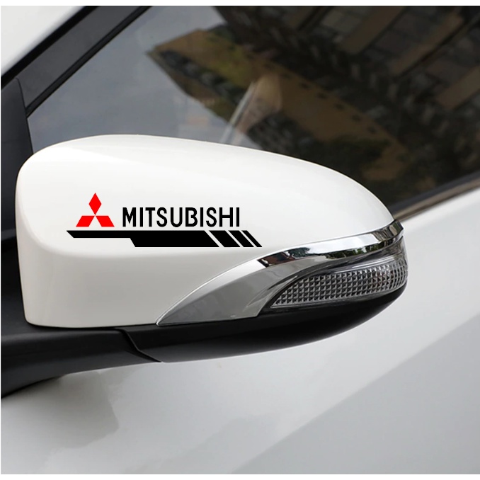 2 ชิ้น. สติกเกอร์โลโก้ Mitsubishi รับประกัน 3 ปี ขนาด: HxL 2"x6" สําหรับตกแต่งกระจกมองข้างรถยนต์