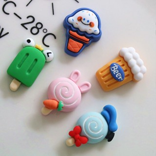 ไอศกรีมน่ารัก อาหาร Jibbitz ชาร์มกระต่ายอมยิ้ม รองเท้าเสน่ห์เบียร์ Jibits Croc ไอติม Croc Jibbits สําหรับผู้หญิง อุปกรณ์เสริมตกแต่งรองเท้า