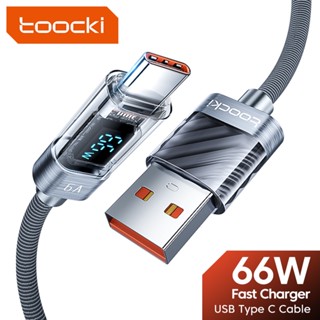 Toocki 6A USB Type C สายเคเบิลใส 66W สายชาร์จเร็ว พร้อมจอแสดงผล สําหรับ Huawei Samsung Xiaomi