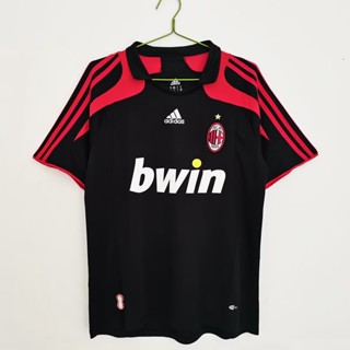 เสื้อกีฬาแขนสั้น ลายทีม jersey สไตล์ย้อนยุค 200708 ชุดยูนิฟอร์มฟุตบอล AC Milan second away สไตล์สปอร์ต