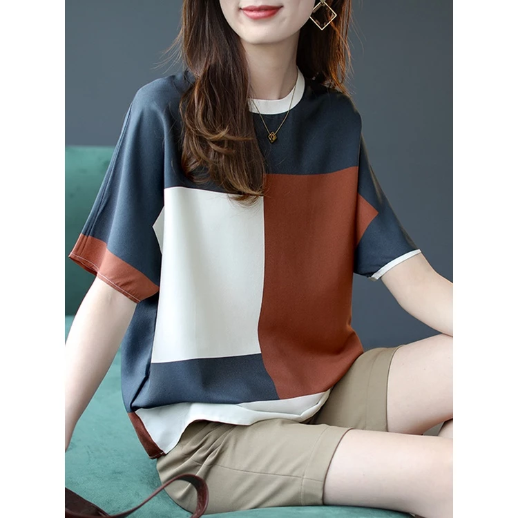 เสื้อยืดท็อปส์ซูผู้หญิงด้านบนแขนสั้นสุภาพสตรีเสื้อยืดใหม่เกาหลีสําหรับผู้หญิงรอบคอหลวมแฟชั่น เสื้อยืด ผู้หญิง