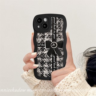 เคสโทรศัพท์มือถือ TPU นิ่ม ปิดด้านหลัง ขอบหยัก ประดับโบว์ หรูหรา สีดํา สําหรับ Vivo Y16 Y20 Y15s Y22 Y02s Y02 Y11 Y17 Y21 Y12 Y93 Y35 Y12s Y33s Y15 Y22s Y15A Y12i Y50 V20 V25E Y30 Y91C Y91 V25 V21 Y21s