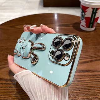 เคสโทรศัพท์ซิลิโคน TPU แบบนิ่ม ลายกระต่ายน่ารัก พร้อมขาตั้ง สําหรับ iPhone XS MAX XR XS X 8 7 6S 6 Plus SE2020