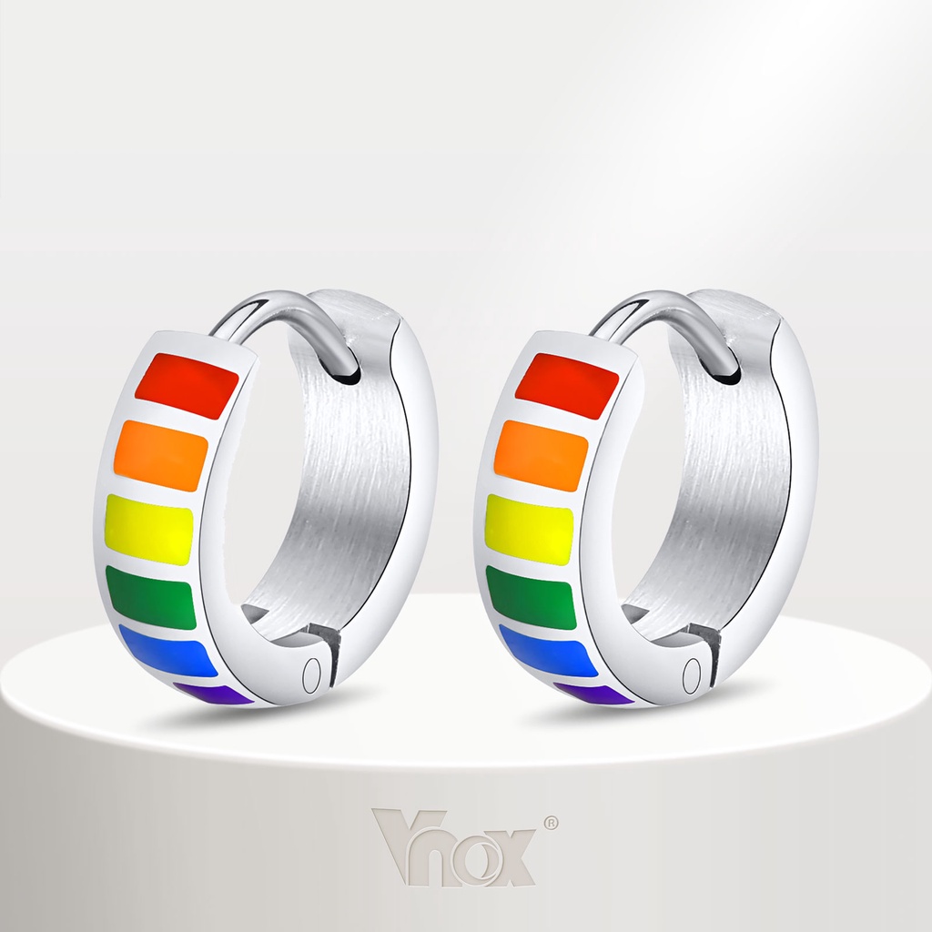 Vnox แฟชั่น ผู้ชาย สเตนเลส สีรุ้ง คลิปหู เหล็ก สี เครื่องประดับ ต่างหูผู้หญิง