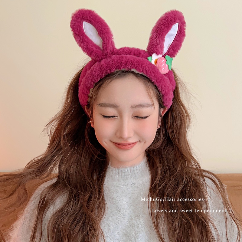 ใหม่ ที่คาดผมหูกระต่ายน่ารัก สตรอเบอร์รี่ หมี ตุ๊กตา ที่คาดผม ล้างเครื่องสําอาง แฟชั่น เด็กผู้หญิง เครื่องประดับผม