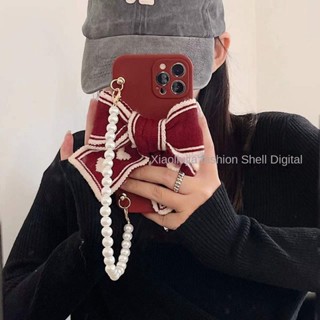 เคสโทรศัพท์มือถือนิ่ม ประดับโบว์น่ารัก พร้อมสายโซ่คล้องมือ หรูหรา สําหรับ Samsung S23 S22 S21 S20 FE Ultra S10 S9 S8 Plus