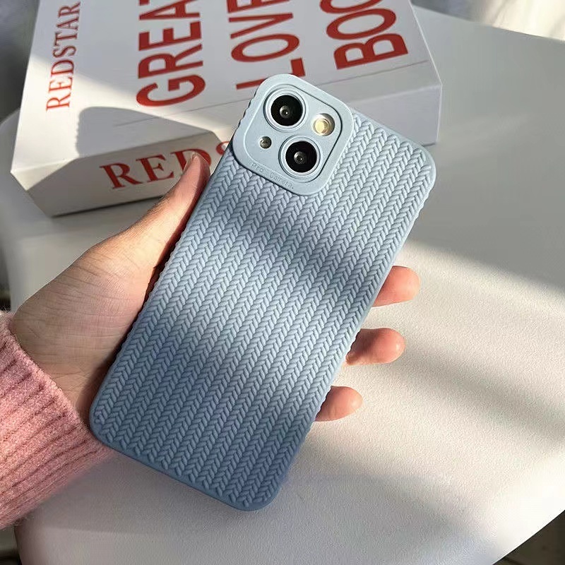 เคสโทรศัพท์มือถือ แบบนิ่ม ลายถัก สีชมพู สีดํา สําหรับ IPhone 7 8 Plus 7+ 8+ IPhone X XR XS Max 11 12 13 14 Pro Max SE 2020 4 สี