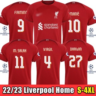 เสื้อกีฬาแขนสั้น ลายทีมชาติฟุตบอล Salah Firmino Mane Virgil Darwin UEFA League 2022 2023 ชุดเหย้า