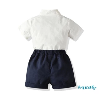 Aqq-เสื้อเบลเซอร์แขนสั้น กางเกงขาสั้น สีพื้น สําหรับเด็กผู้ชาย 2 ชิ้น